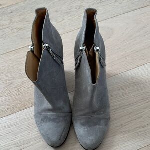 rag & bone Gray Ankle Booties with Zipper Detail